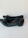 AGL Pointed Black Leather and Patent Ballet Flats Size 6.5