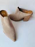 Marc Fisher Tan Suede Cowboy Heeled Mules Size 10