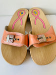 Dr Scholls Peach Rhinestone Breast Cancer Awareness Sandal/Clog Size 7