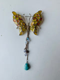 Pastel Butterfly Enamel Brooch in Rhinestones
