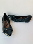AGL Pointed Black Leather and Patent Ballet Flats Size 6.5