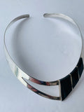 Sterling Silver Black Onyx V Cuff Necklace