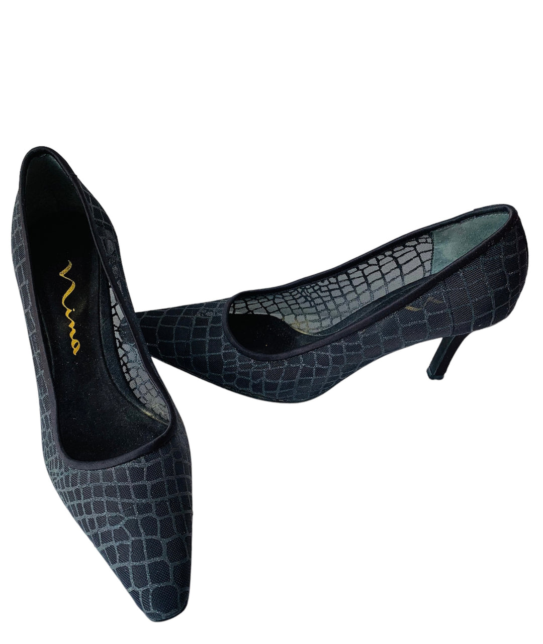 Nina Black Mesh Pumps Size 7.5
