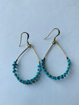 Gold Tone Hoops With Turquoise Beads