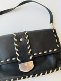 Michael Kors Black Leather Silver Stitch Handbag