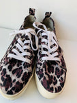 Aqua Leopard Print Platform Sneakers Size 9.5
