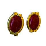 Vintage Red Gold Tone Stud Earrings