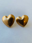 Puffed Gold Tone Heart Earrings