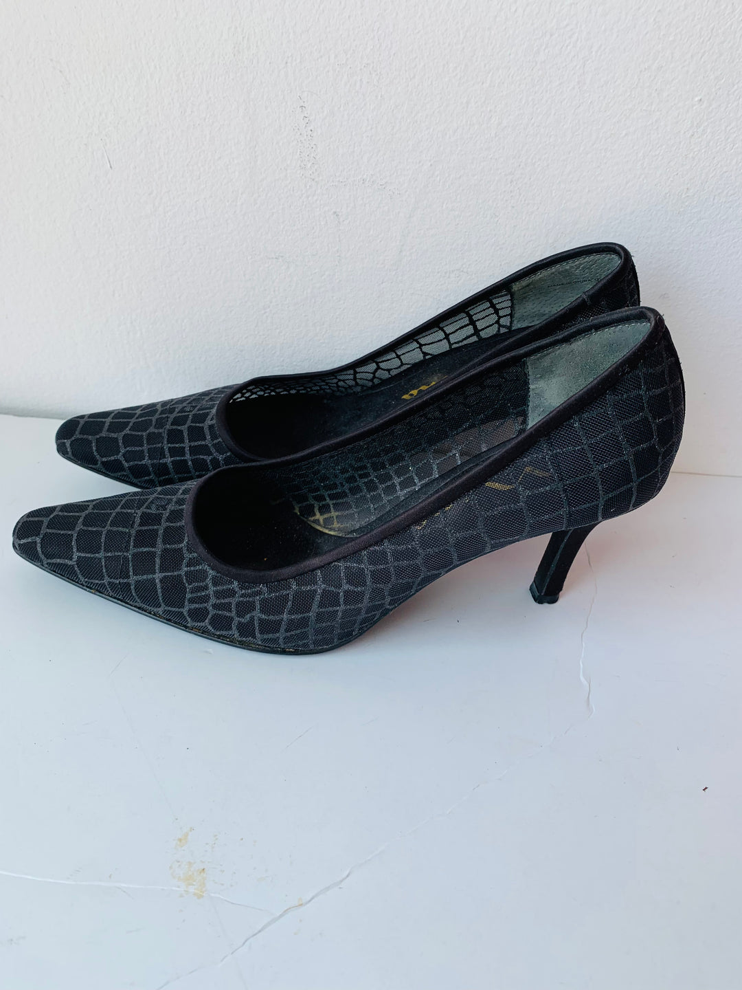 Nina Black Mesh Pumps Size 7.5
