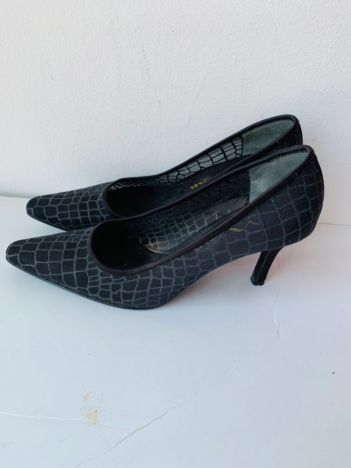 Nina Black Mesh Pumps Size 7.5