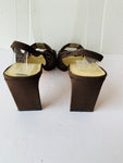 Ann Mariano Peep Toe Slingback Mule in Brown Size 6.5