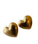Puffed Gold Tone Heart Earrings