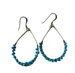 Gold Tone Hoops With Turquoise Beads