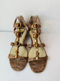 Bandelino Brown Strappy Sandals With Beads Size 9