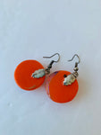 Hand Blown Orange Glass Earrings
