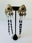 Black and Silver Handmade Dangle Earrings