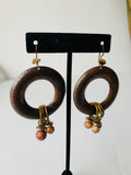 Vintage Bronze Circle Earrings with Beads