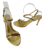 Lord & Taylor Gold Metallic Rhinestone Heels Size 6.5