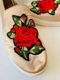 Dirty Laundry Peach Rose Embroidered Sneaker Slip on Size 9.5