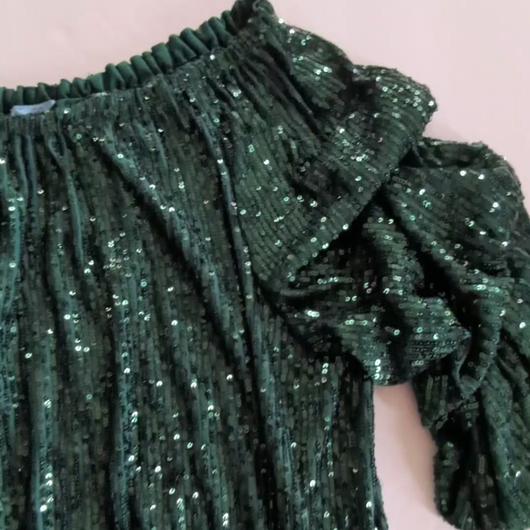 Cece Green Sequin Top Size Medium