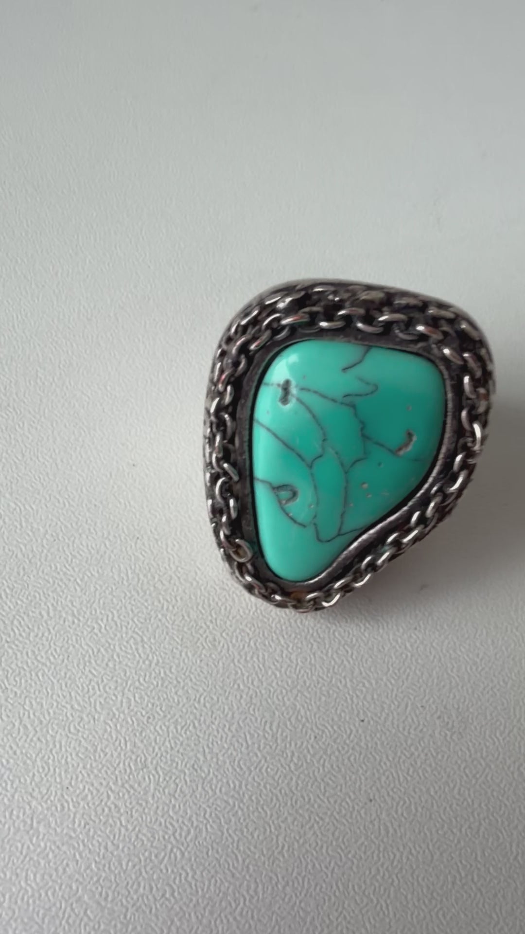 Turquoise/Sterling Statement Ring Size 8