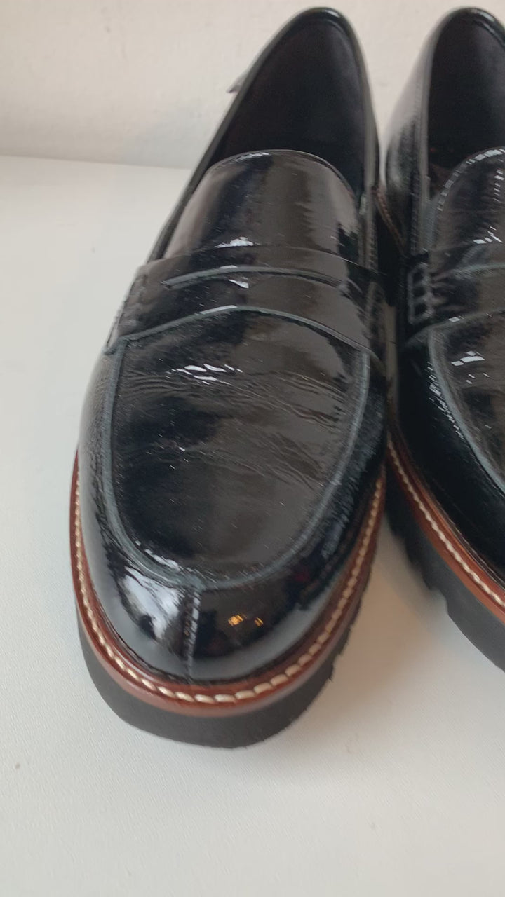 Mephisto Black Patent Leather Slip On Shoes Size 9.5