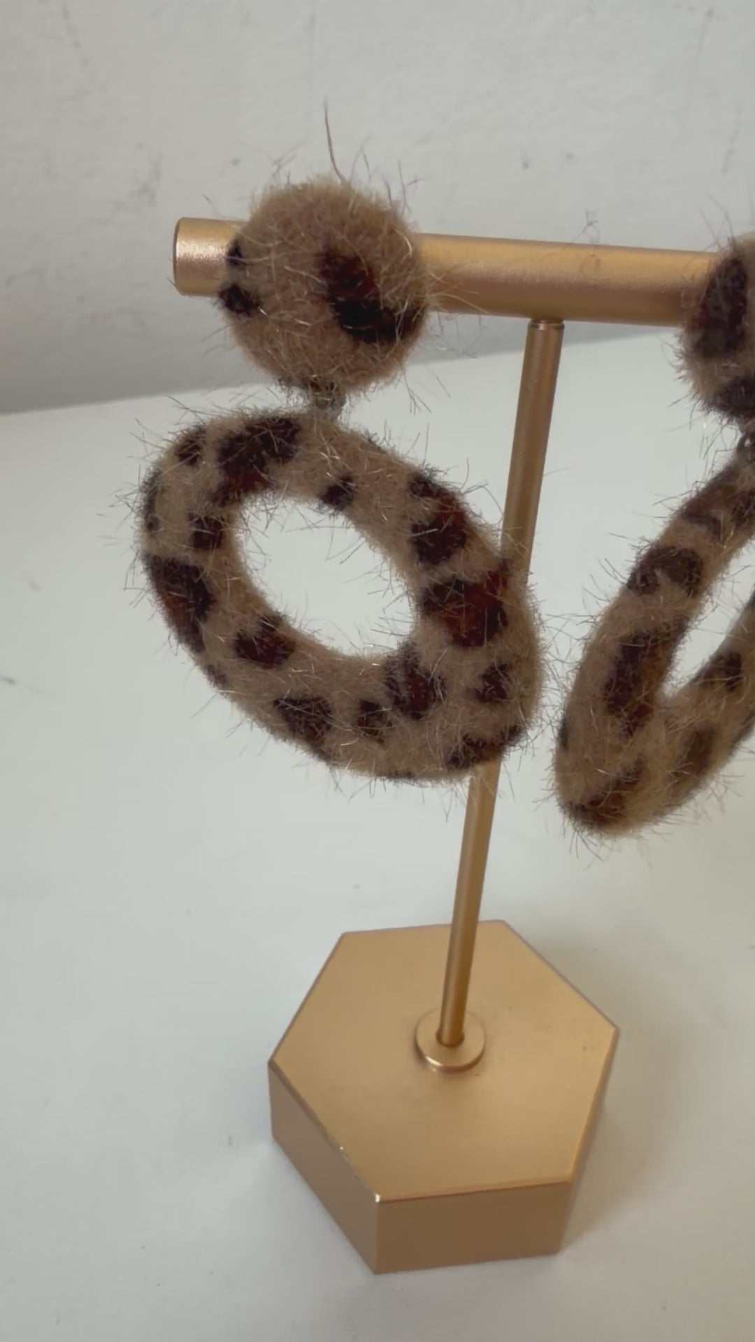 Vintage Animal Print Faux Fur Pierced Earrings