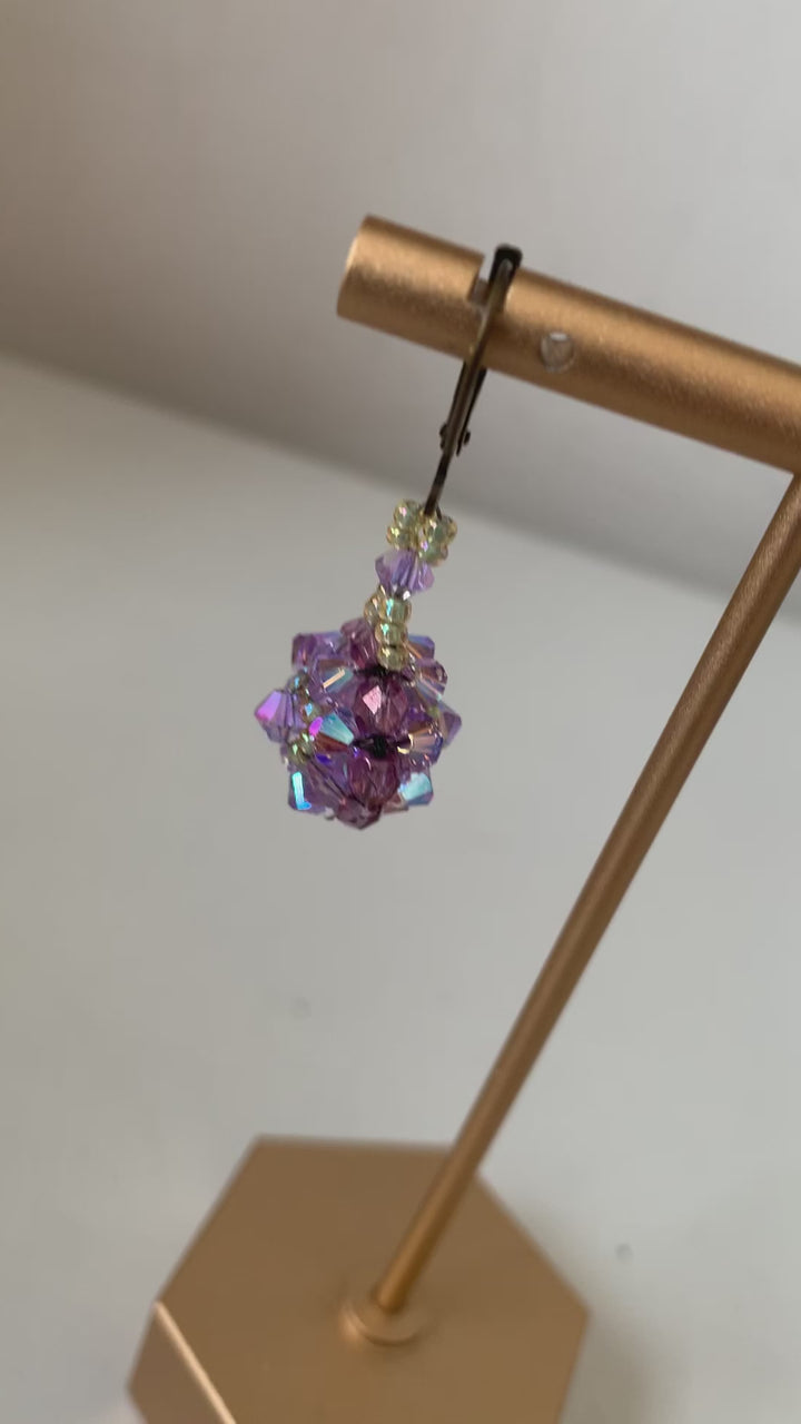 Purple Rhinestone Vintage Inspired Pierced Earrings