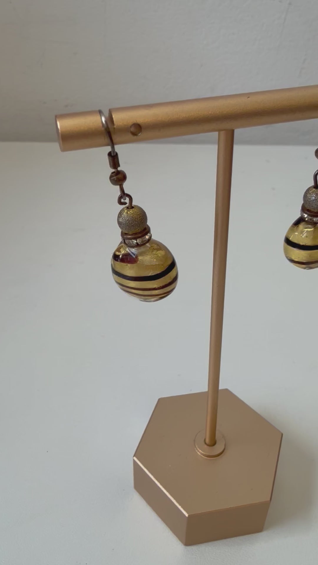 Murano Antico Tesoro Striped Gold Glass Bead Drop Earrings