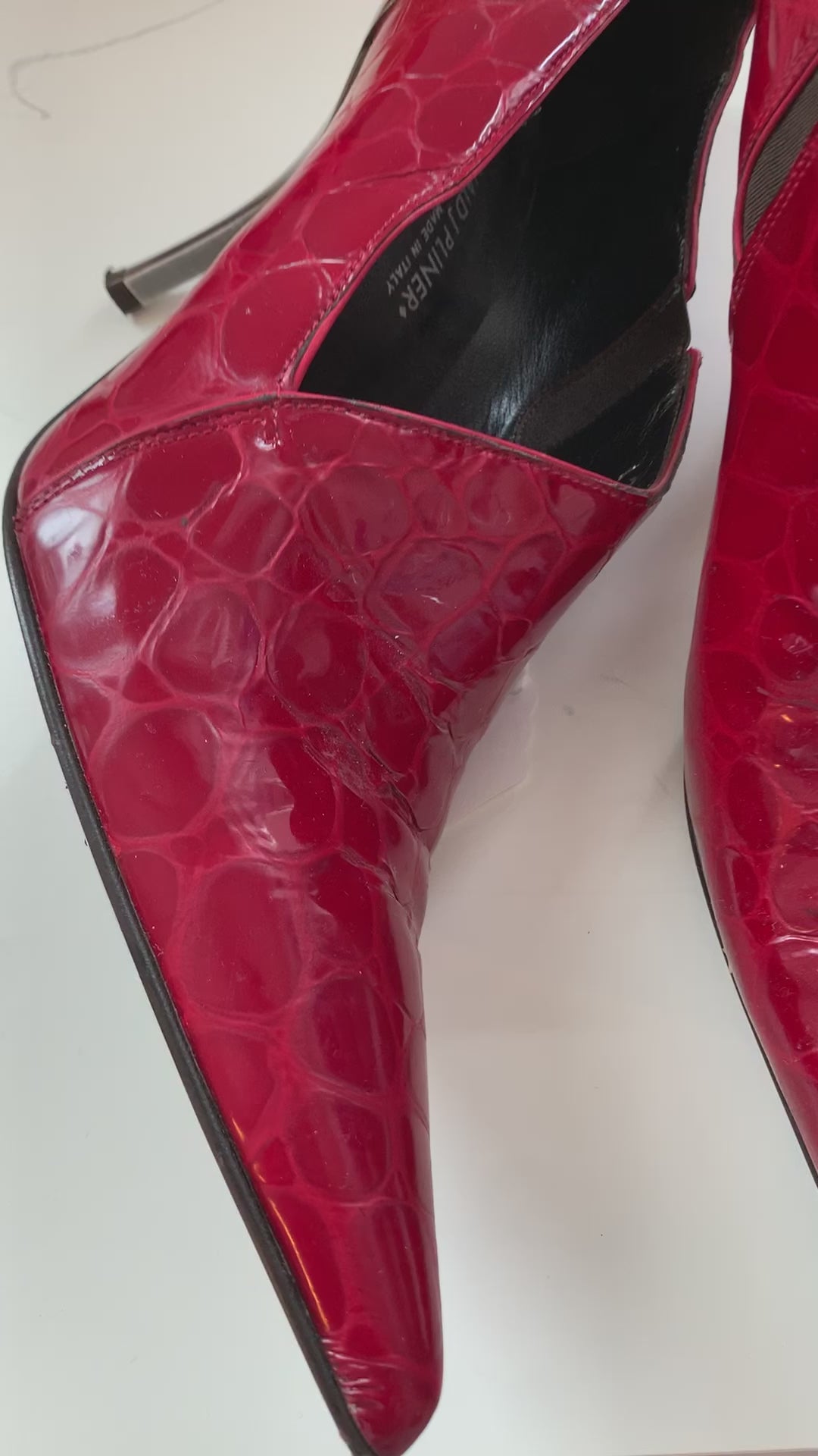 Donald J Pliner Red Croc Embossed Leather Heels Size 9.5