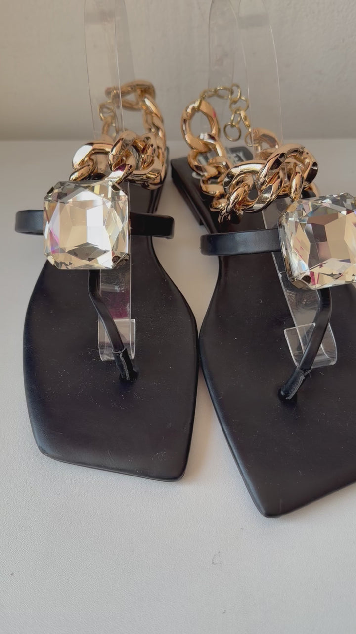 Jeffrey Campbell Ring On It Embellished Thong Chain Sandal Size 10