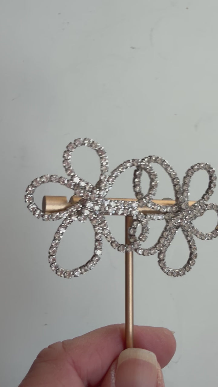 Rhinestone Flower Statement Pierced Earrings