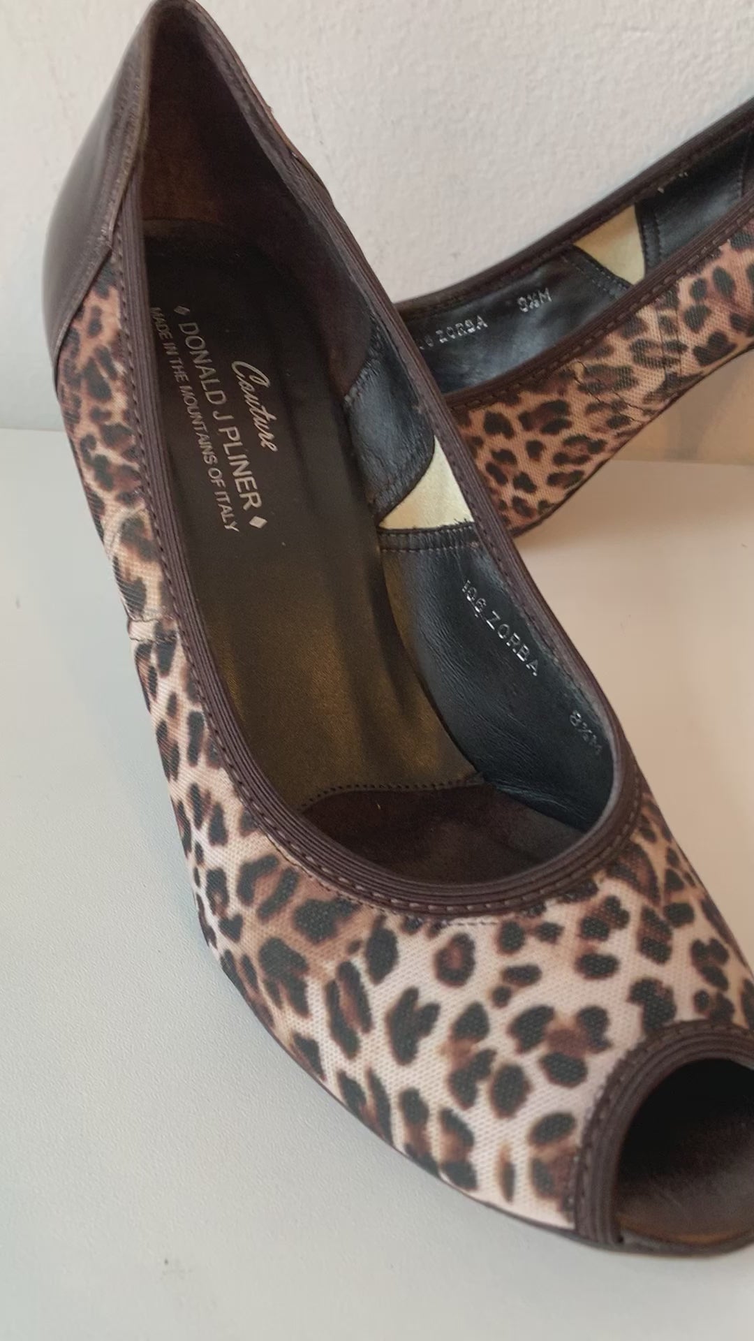 Donald Pliner Couture Peep Toe Cheetah Pumps In Brown Size 8.5