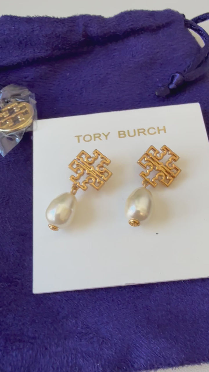 Tory Burch Britten Pearl Drop Pierced Earrings