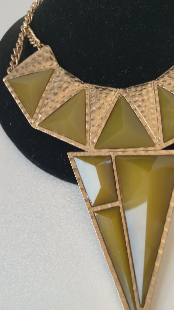 Green and Gold Bibb Statement Necklace