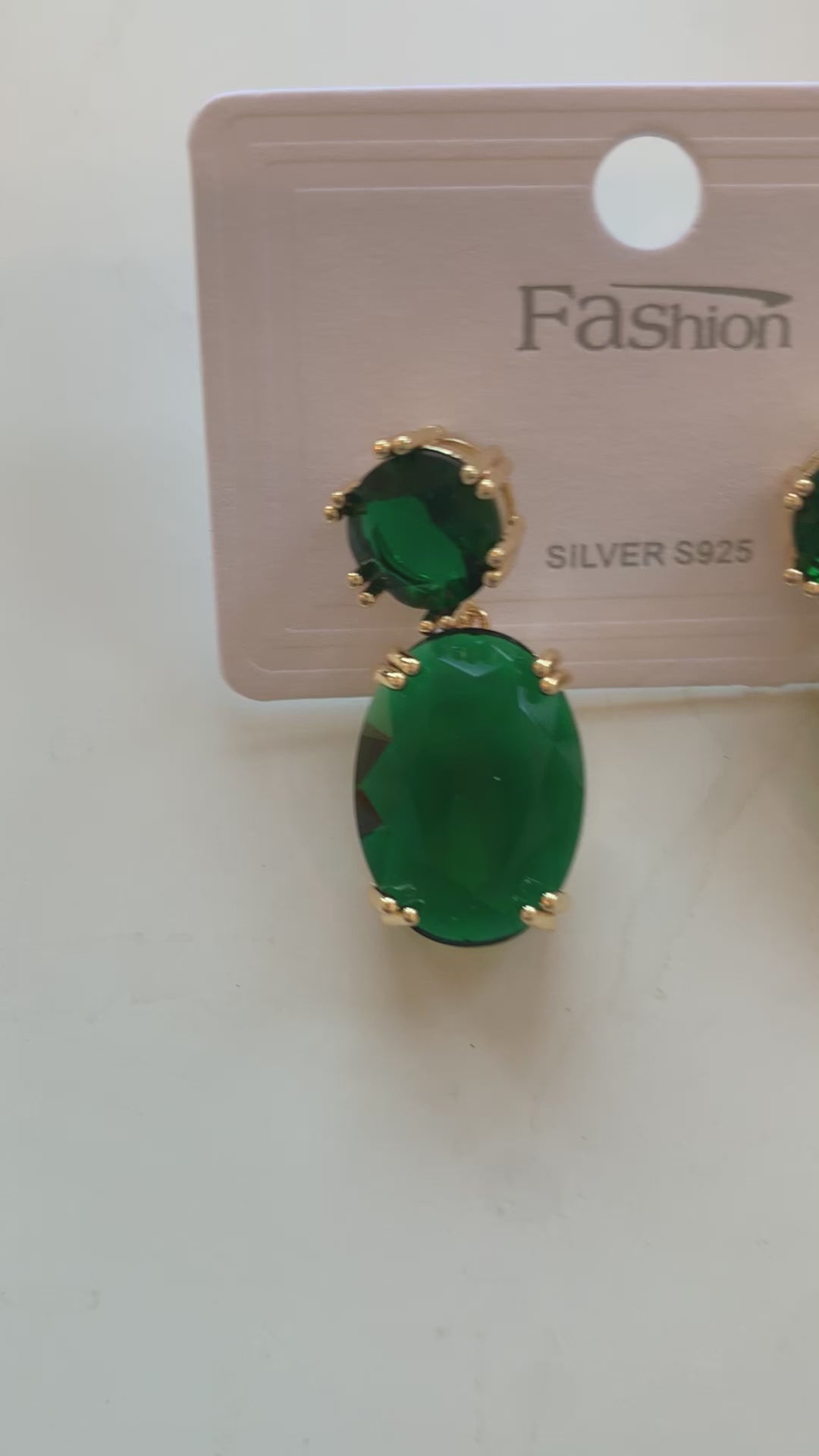 Green Rhinestone Statement Pierced Earrings New