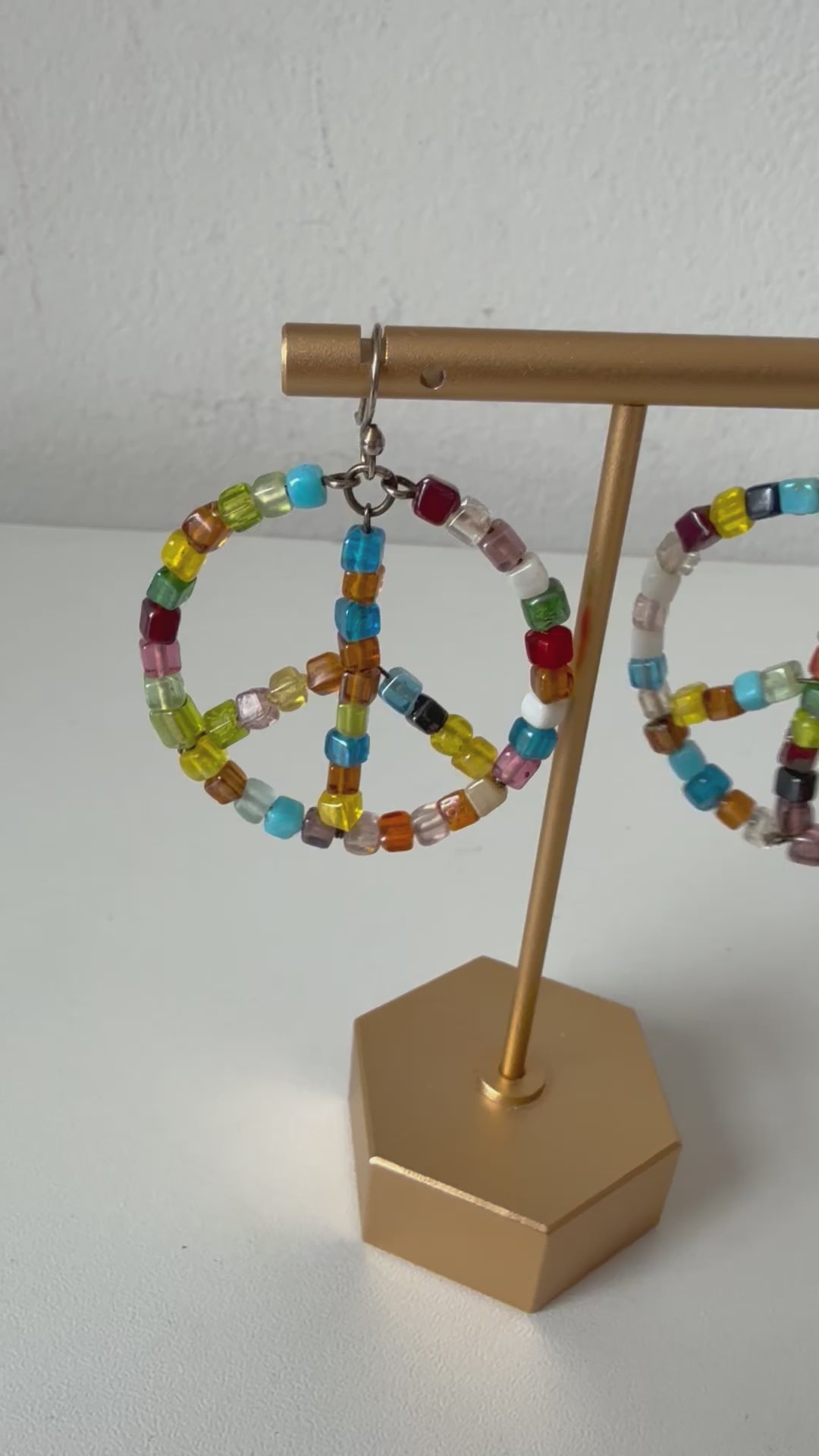 Peace Mulit Colored Bead Pierced Earrings