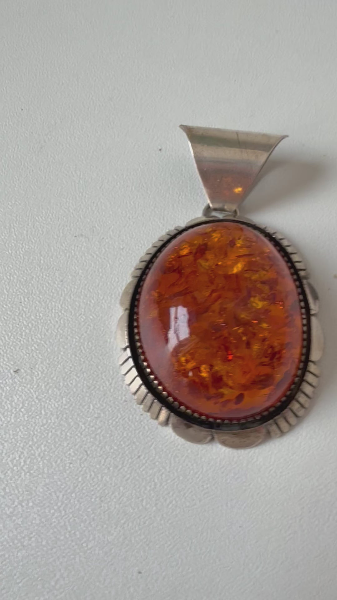 J Linkin Sterling Silver & Baltic Amber Pendent
