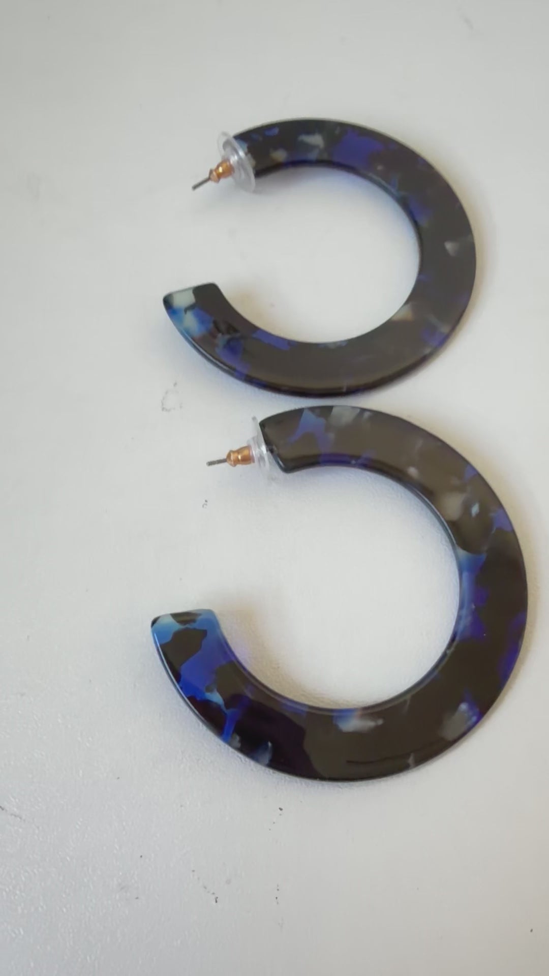 J. Crew Blue & Black Lucite Hoop Pierced Earrings