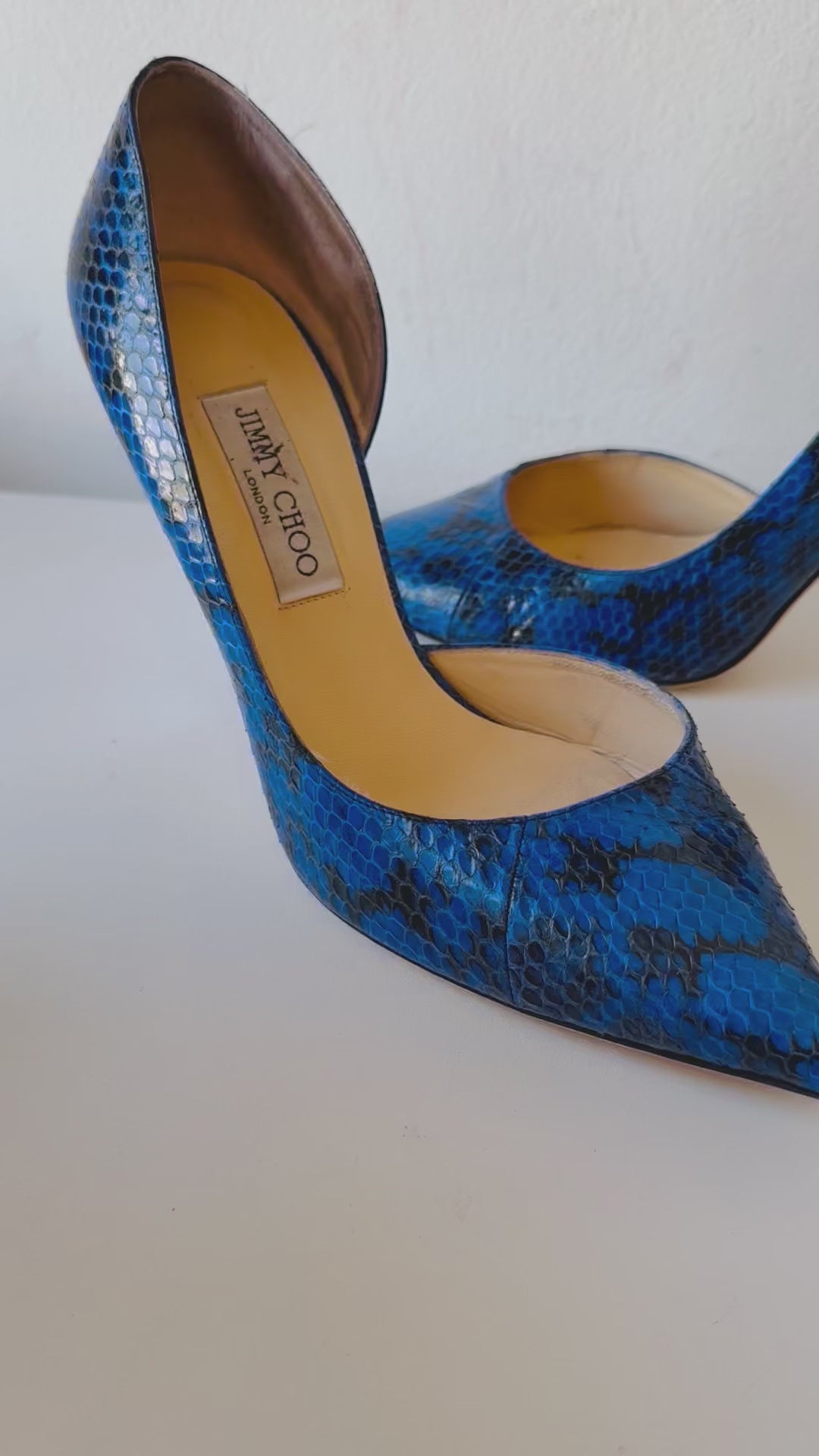 Jimmy Choo Anouk Blue Snakeskin d’Orsay Pumps Size 41 Authentic
