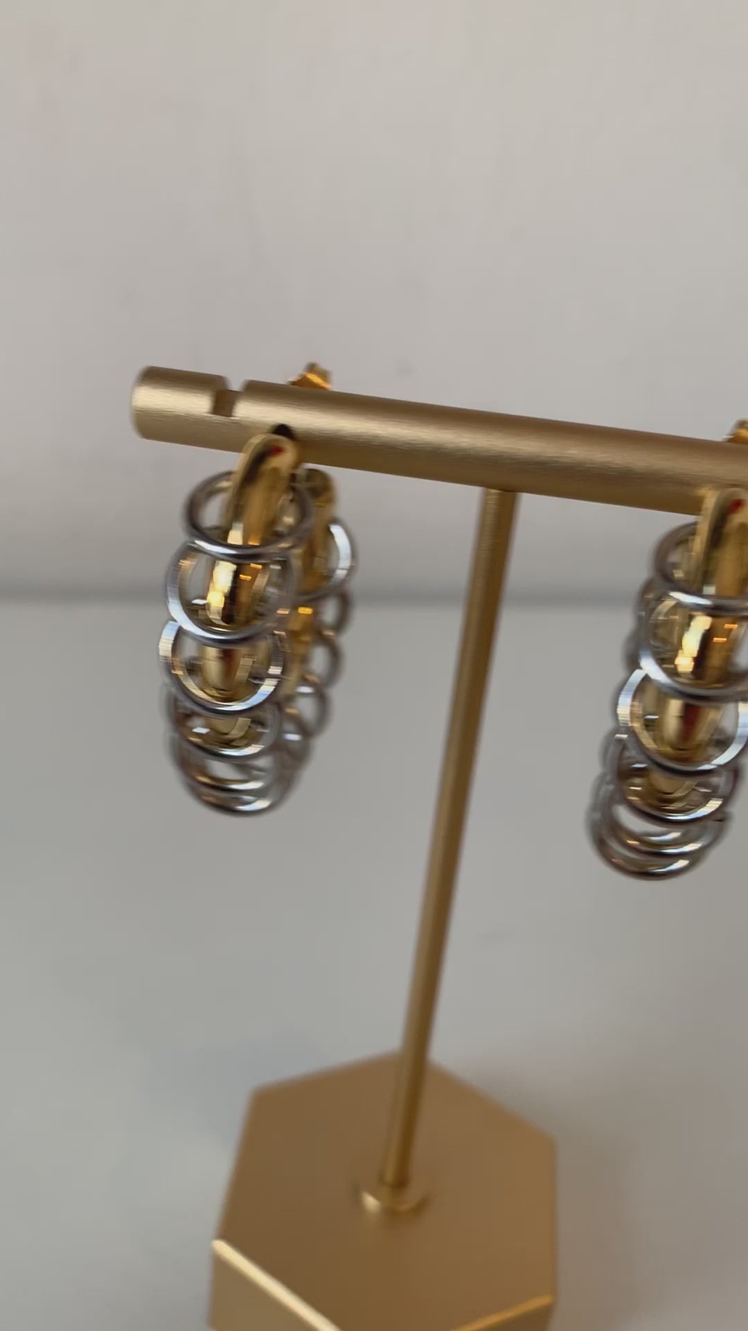 Mixed Metal Hoop Pierced Earrings