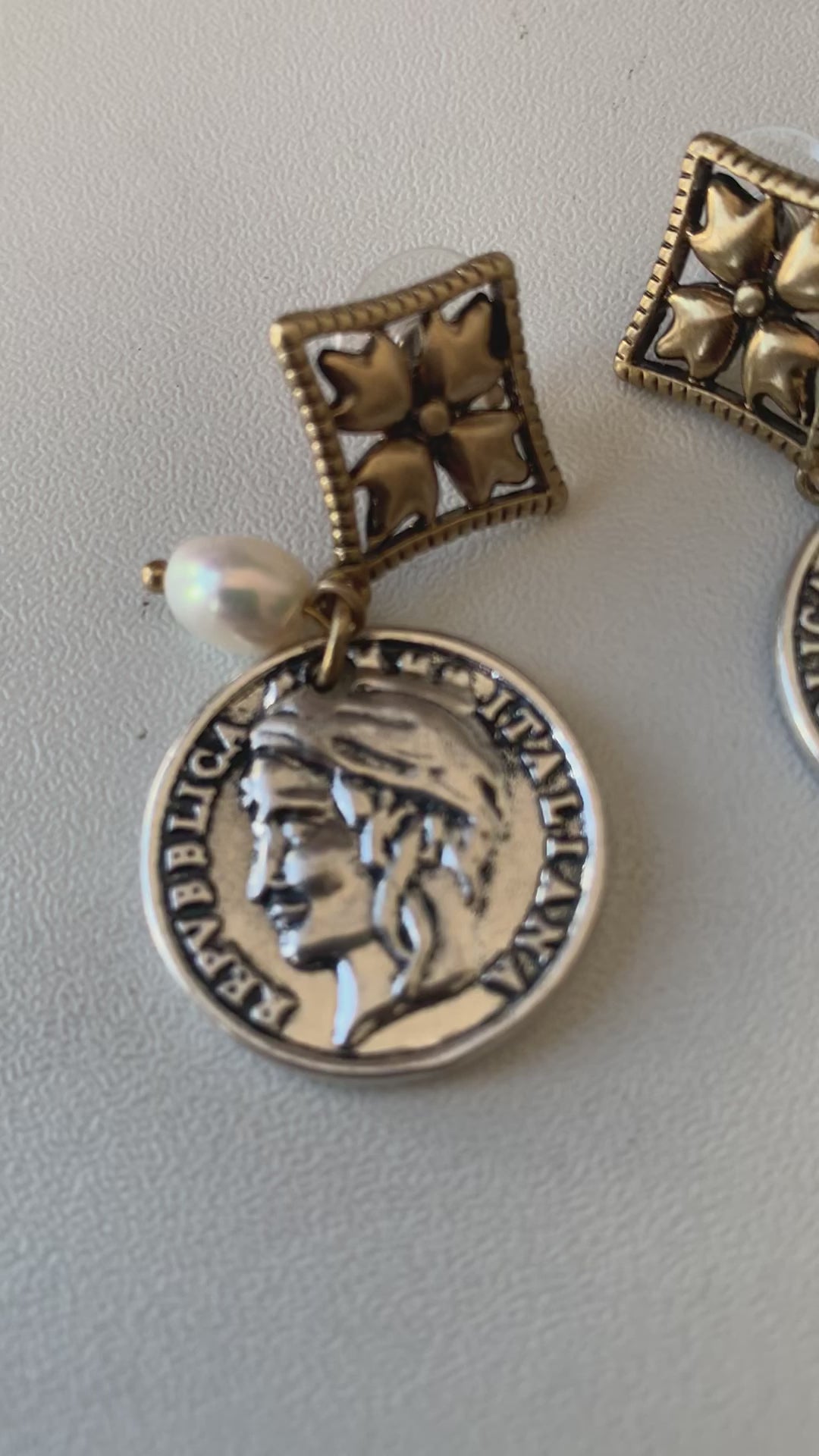 Patricia Nash Coin & Pearl Pierced Earrings