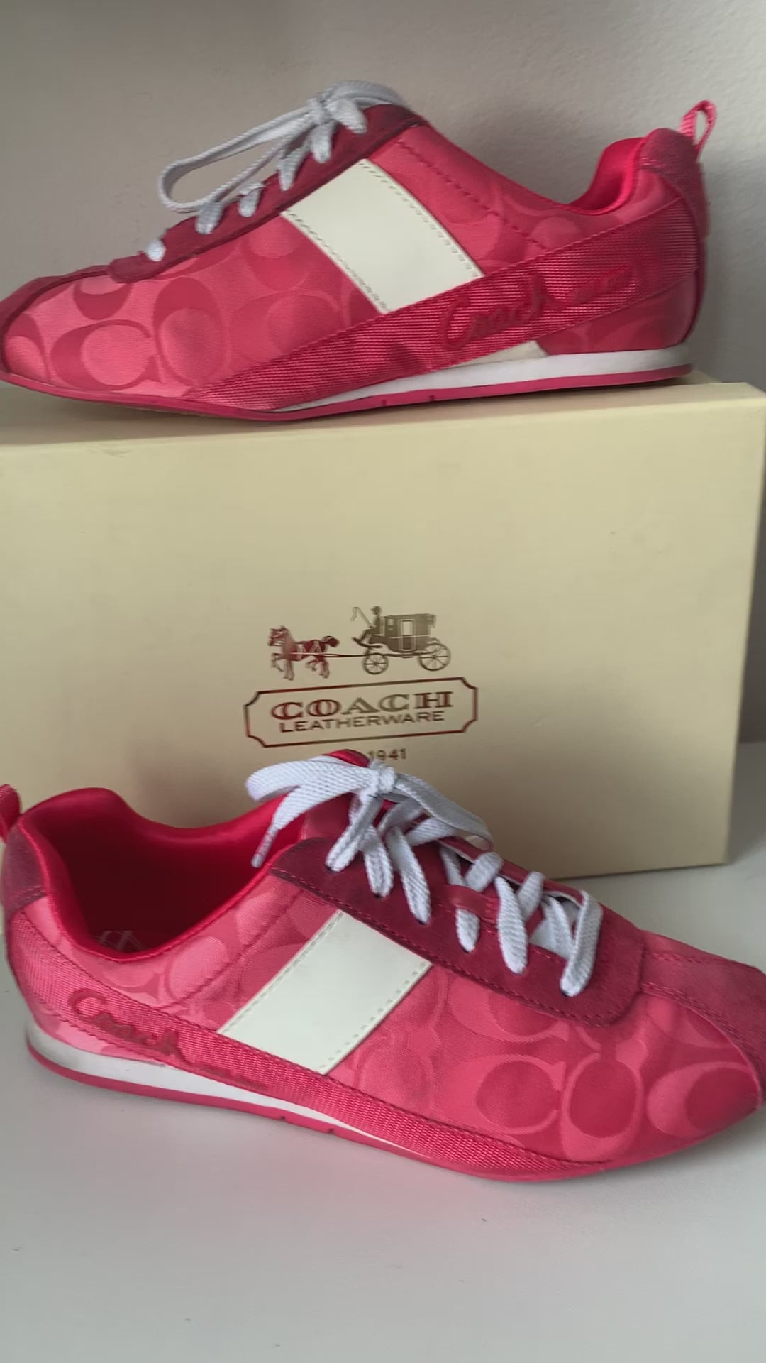 Coach Hadley Pink Lace Up CC Logo Sneakers Size 6.5