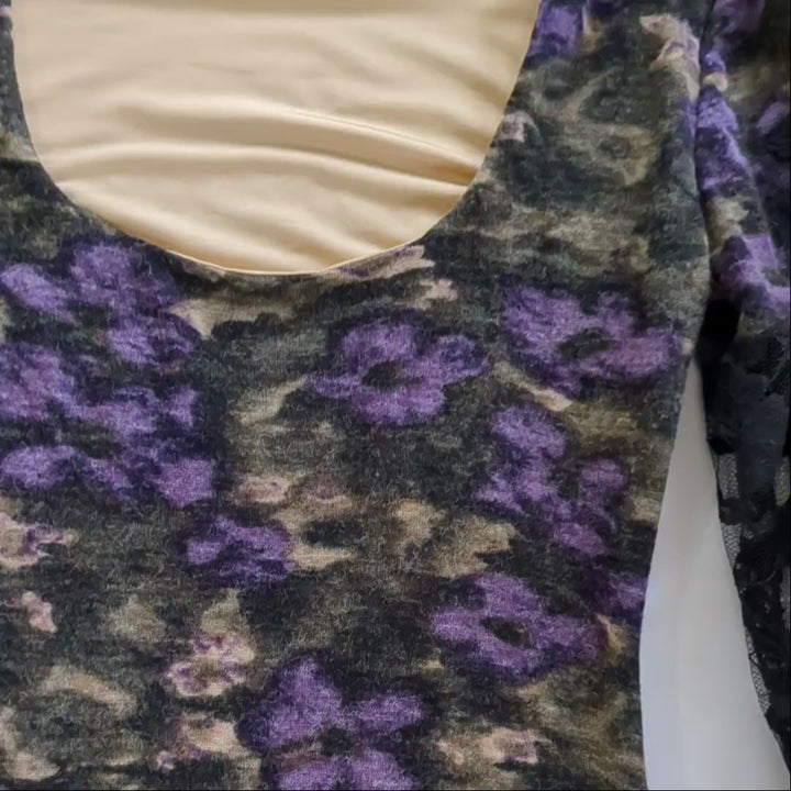 Sylwia Knit Midi Dress with Lace Sleeves Size 2