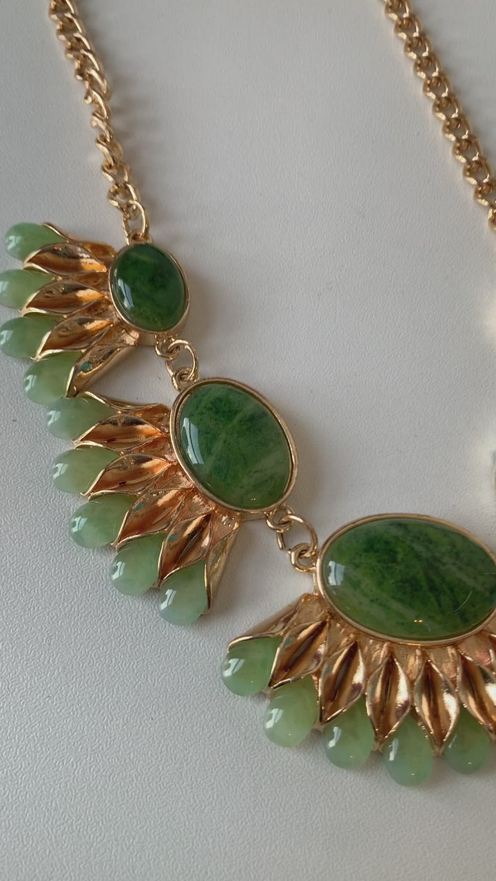 Green and Gold Statement Necklace