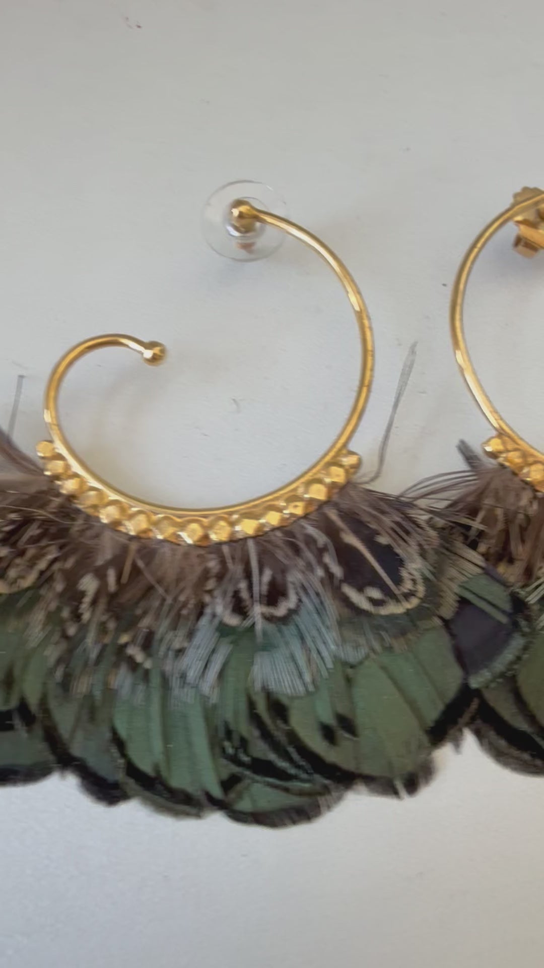 Mallard Feather Pierced Earrings 
by Gas Bijoux