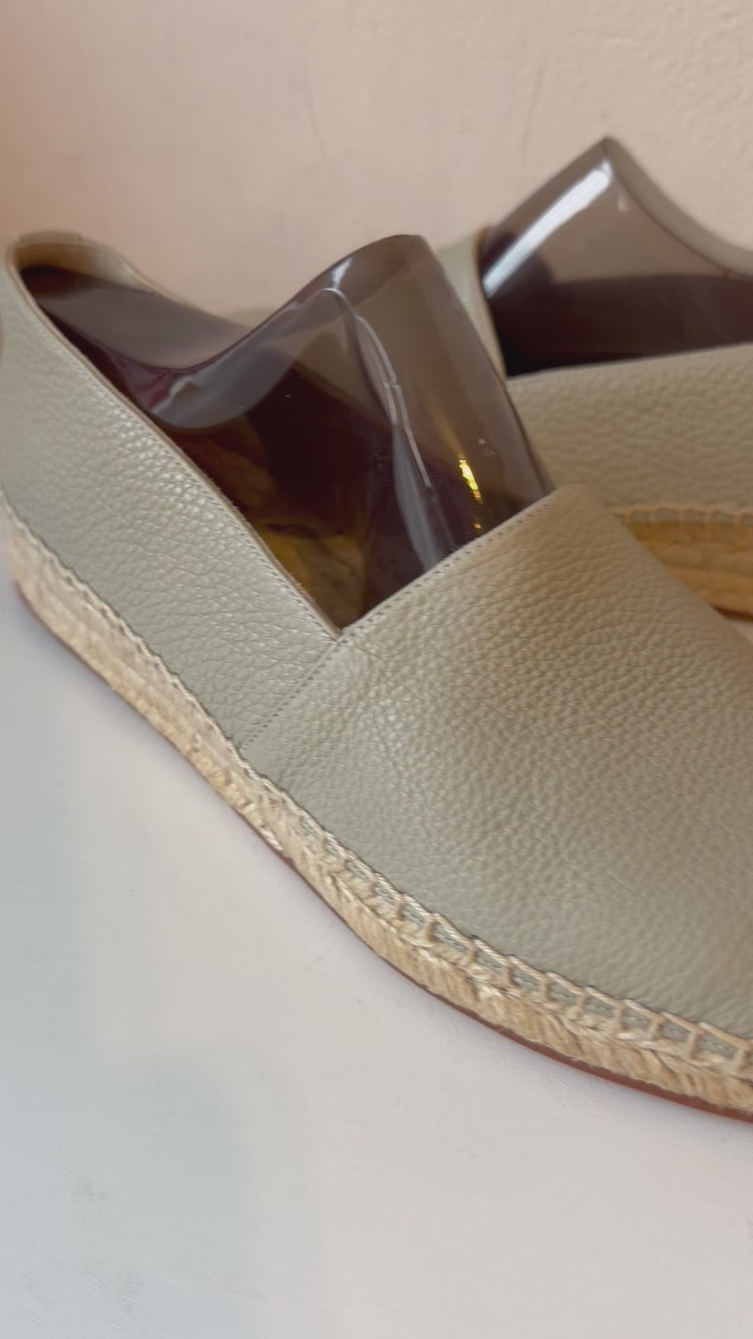 Lafayette 148 New York Lowery Espadrille In Green Clay Leather Size 38.5 New