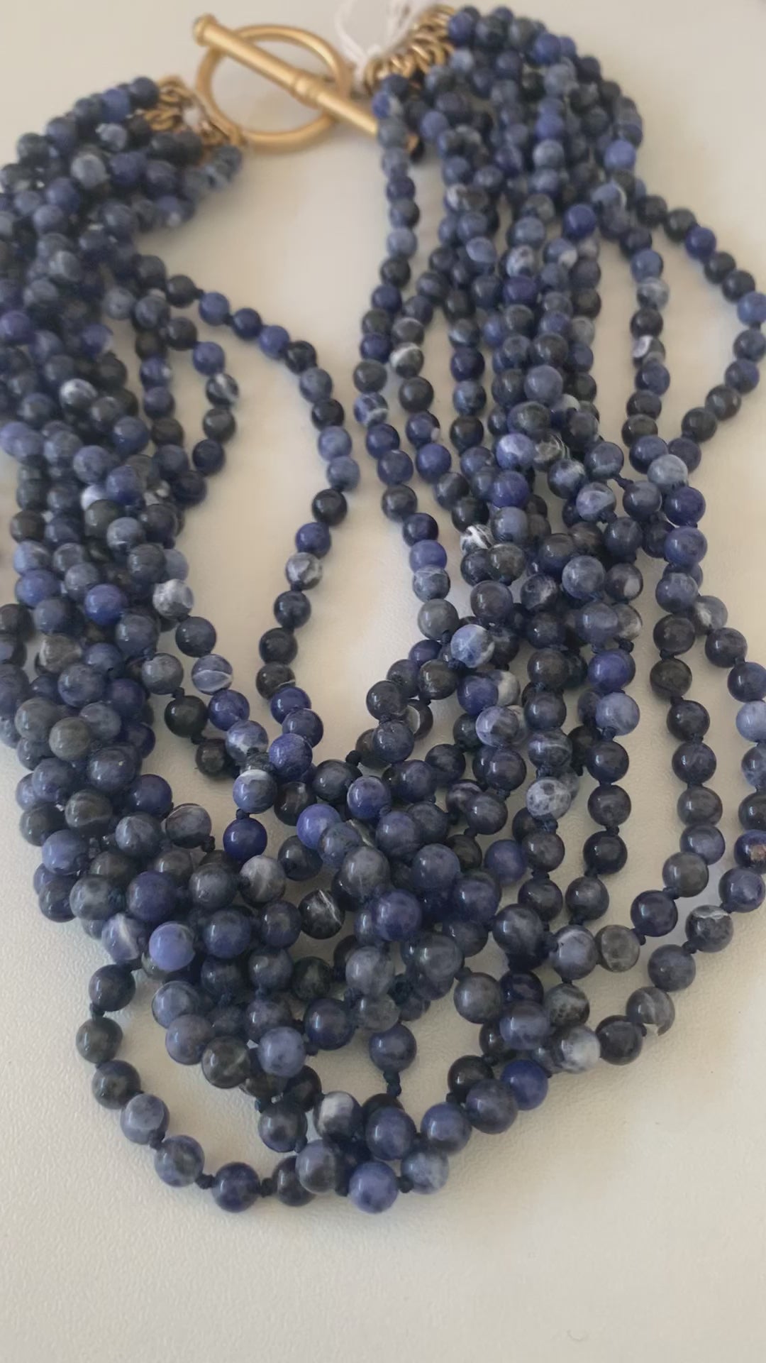 Blue Beaded Layered Statement Necklace