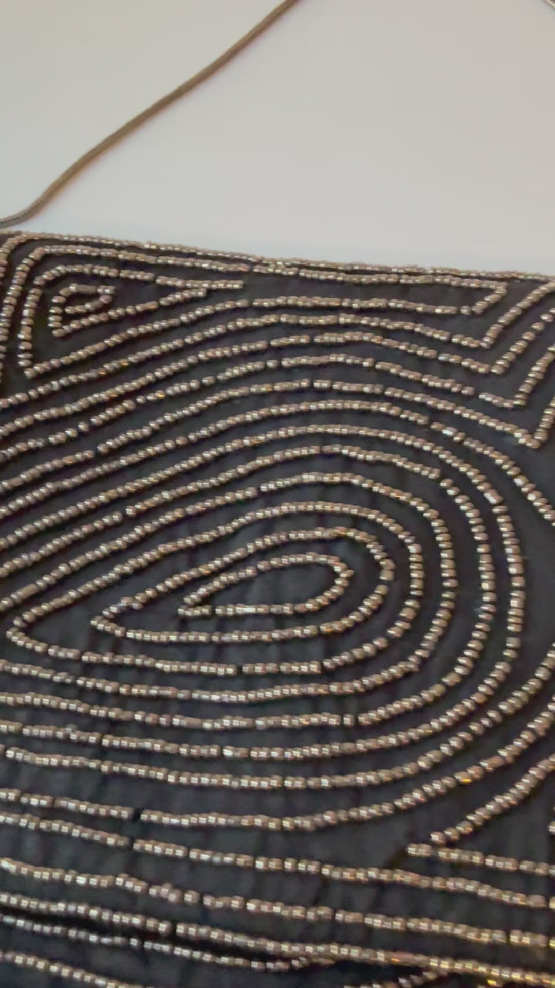 Akira Black Beaded Clutch