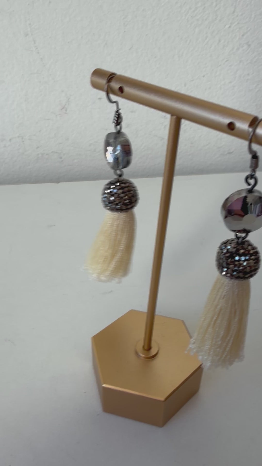 Rhinestone Tassel Drop Pierced Earrings